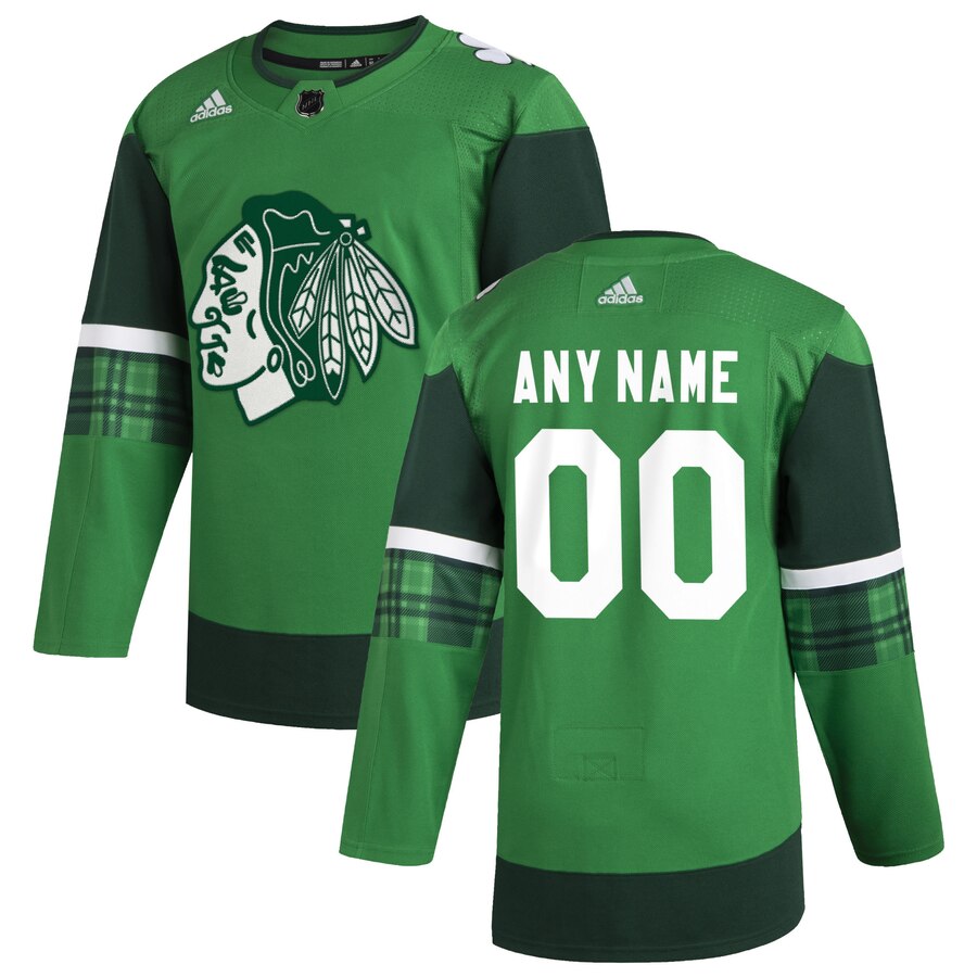Chicago Blackhawks Men Adidas 2020 St. Patrick Day Custom Stitched NHL Jersey Green